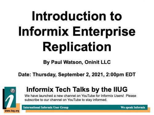 Introduction to Informix Enterprise Replication by Paul Watson