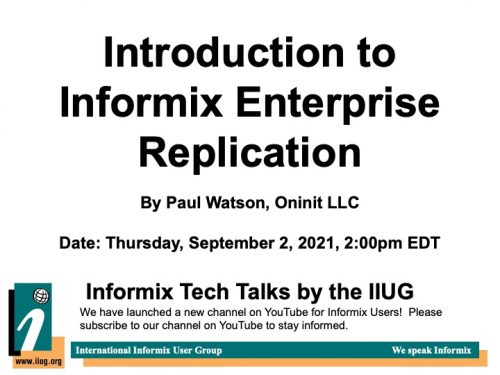 Introduction to Informix Enterprise Replication by Paul Watson